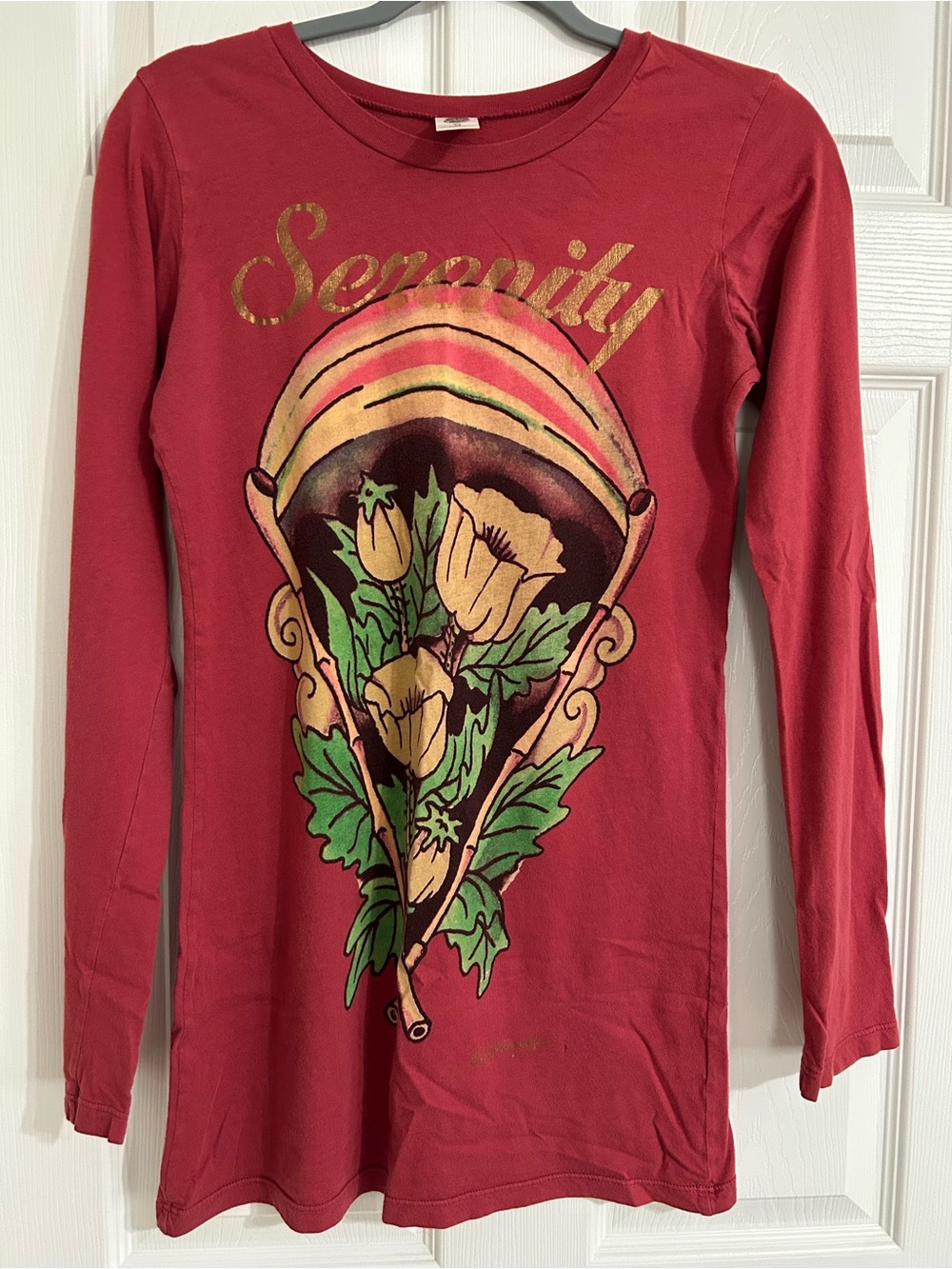 Vintage Ed Hardy Serenity Long Sleeve Y2K T-Shirt Sz Med